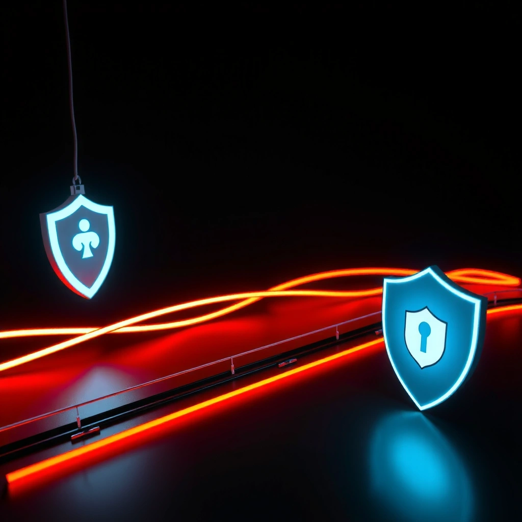 Abstract dark background with neon lines